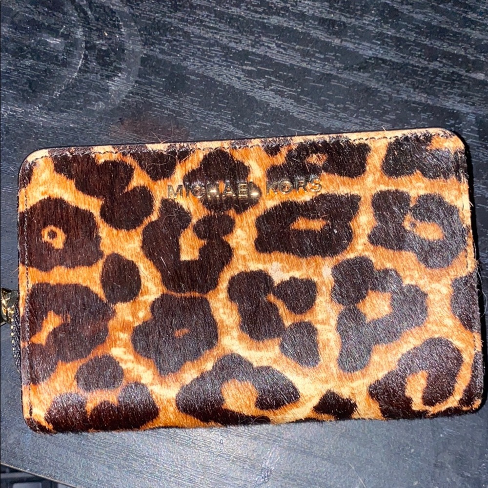 Michael Kors Brown and Tan Animal Print Wallet